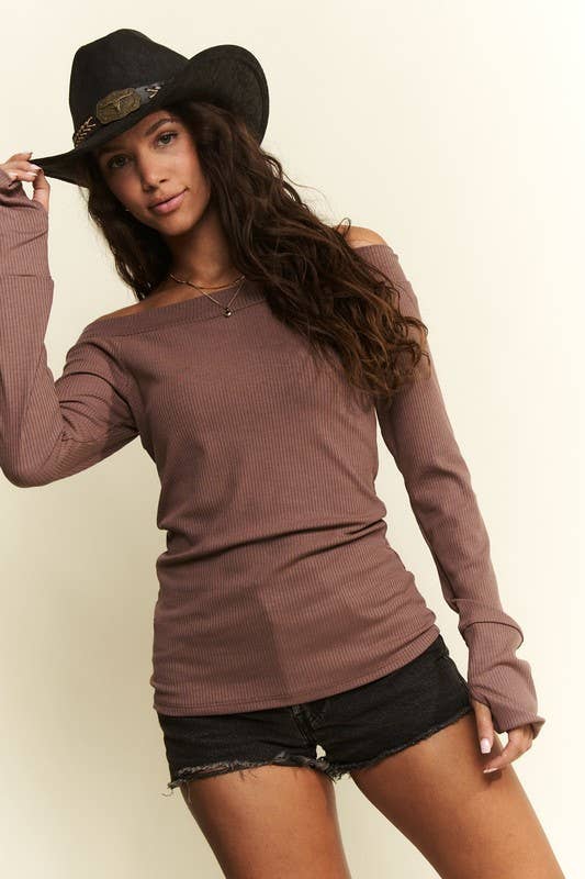 JADE BY JANE - Wholesale Knit Top - Women's - Solid Ribbed Off Shoulder Top37