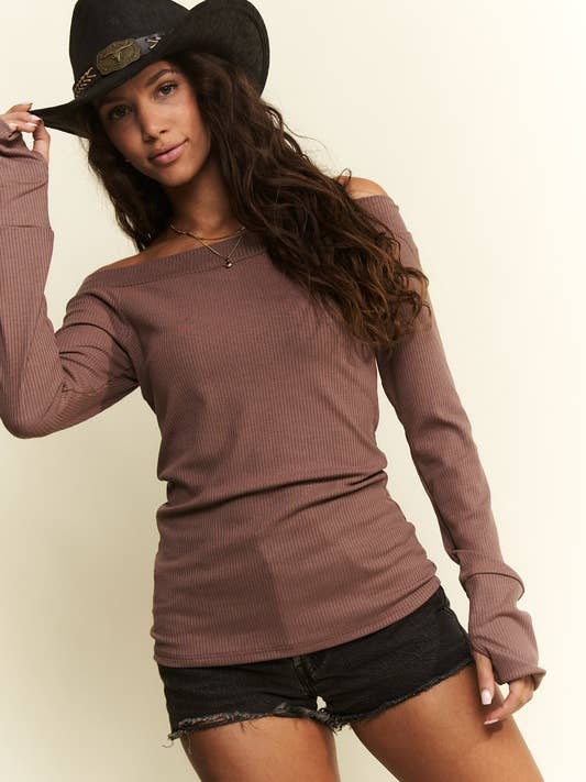 JADE BY JANE - Wholesale Knit Top - Women's - Solid Ribbed Off Shoulder Top37