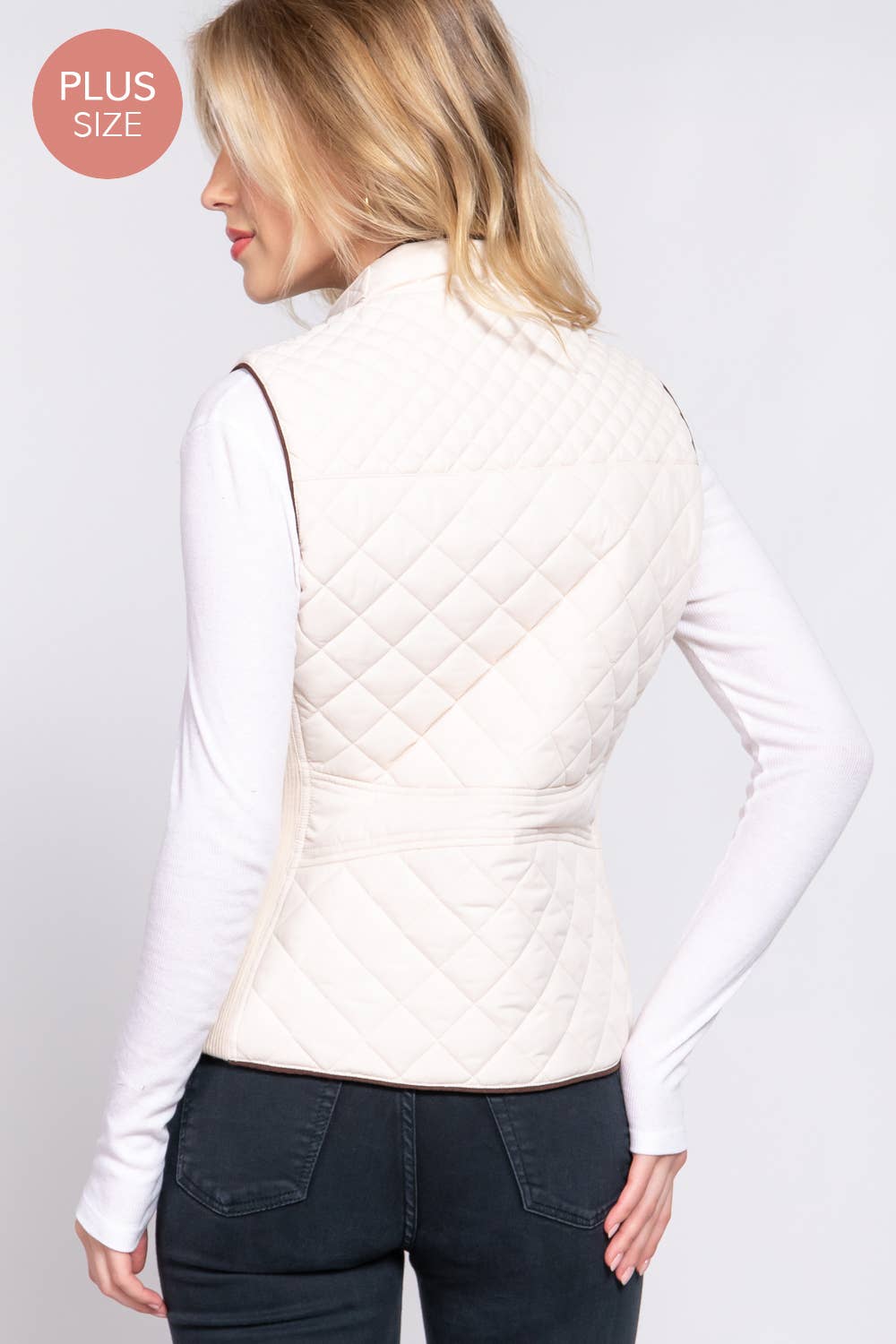 Active Basic | Active USA – Großhandel Oberbekleidungsweste – Damen – Steppweste mit Veloursleder-Paspeln10