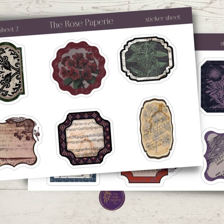 Folha de adesivos de música vitoriana por atacado de Rose Paperie