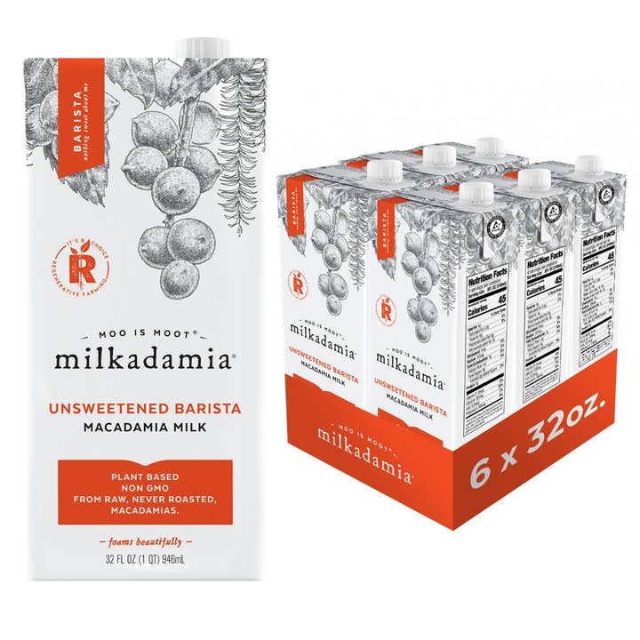 milkadamia - Wholesale Non-Dairy Milk - Unsweetened Barista Macadamia Milk, Plant-based, 32oz