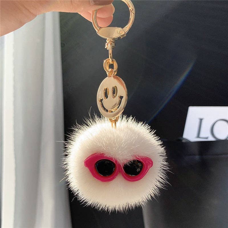 FurDecoration – wholesale Keychain – Women's – Fluffy Mink Fur Ball Keychain Bag Charm6