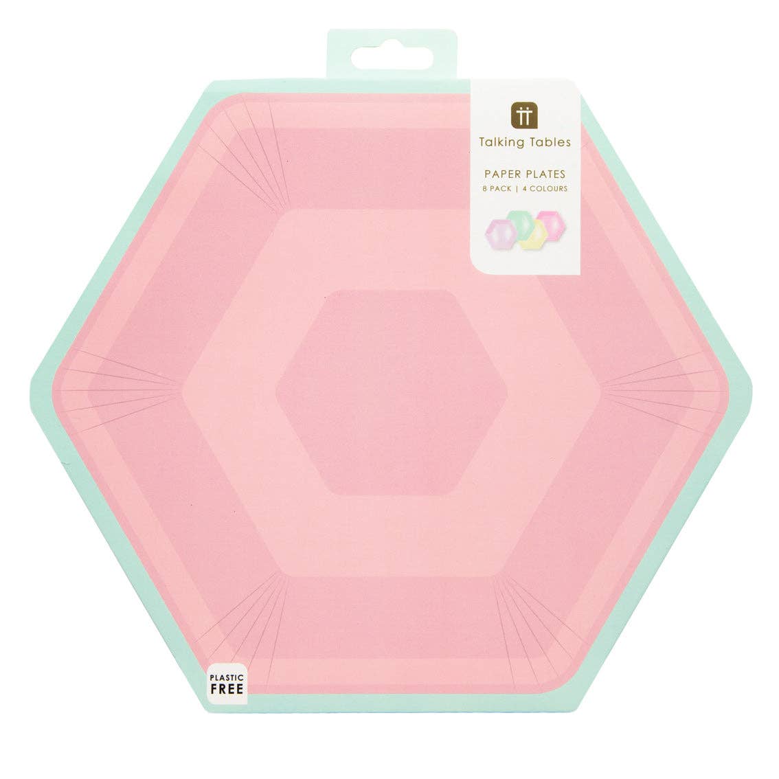 Talking Tables UK – wholesale Disposable plate – Large Hexagonal Pastel Paper Plates - 8 Pack0