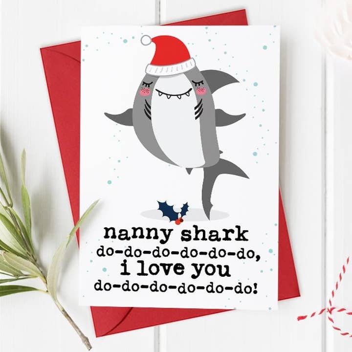 Nanny, Nana, Grandma Shark - Christmas Card for wholesale by Mrs Best Paper Co.