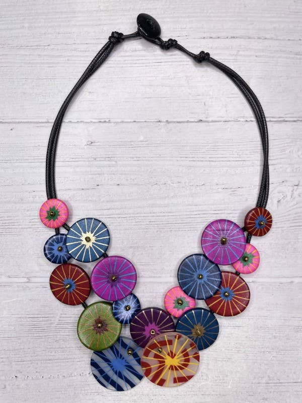 LIOR / ALISHA D - Wholesale Pendant/Charm Necklace - Alisha.D Multi Color Wood Button Loop Choker Necklace