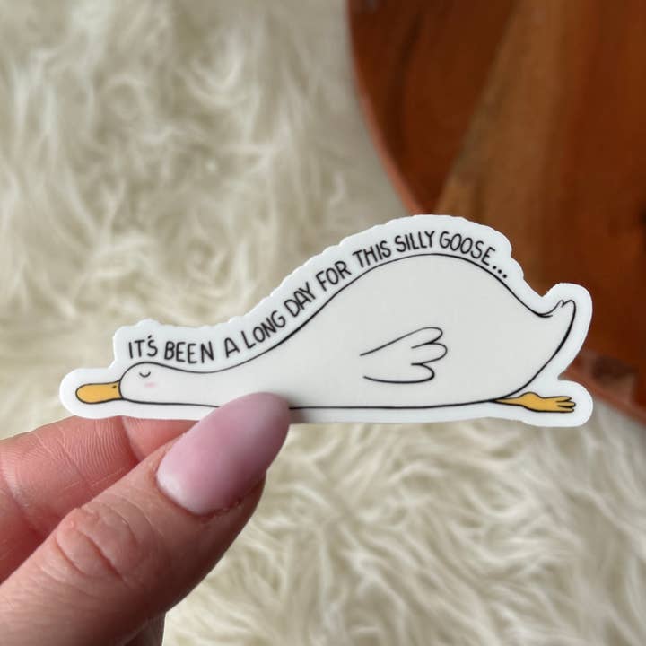 It's Been A Long Day Sleeping Silly Goose Sticker for wholesale by Big Moods