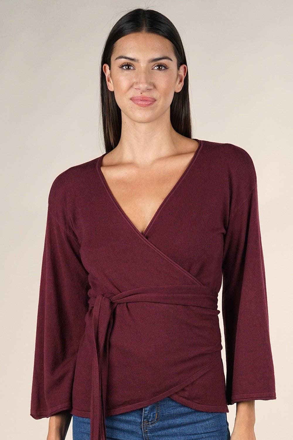 Lovestitch - Vente Pull en maille – femme - Pull à manches évasées Dressy Wrap13