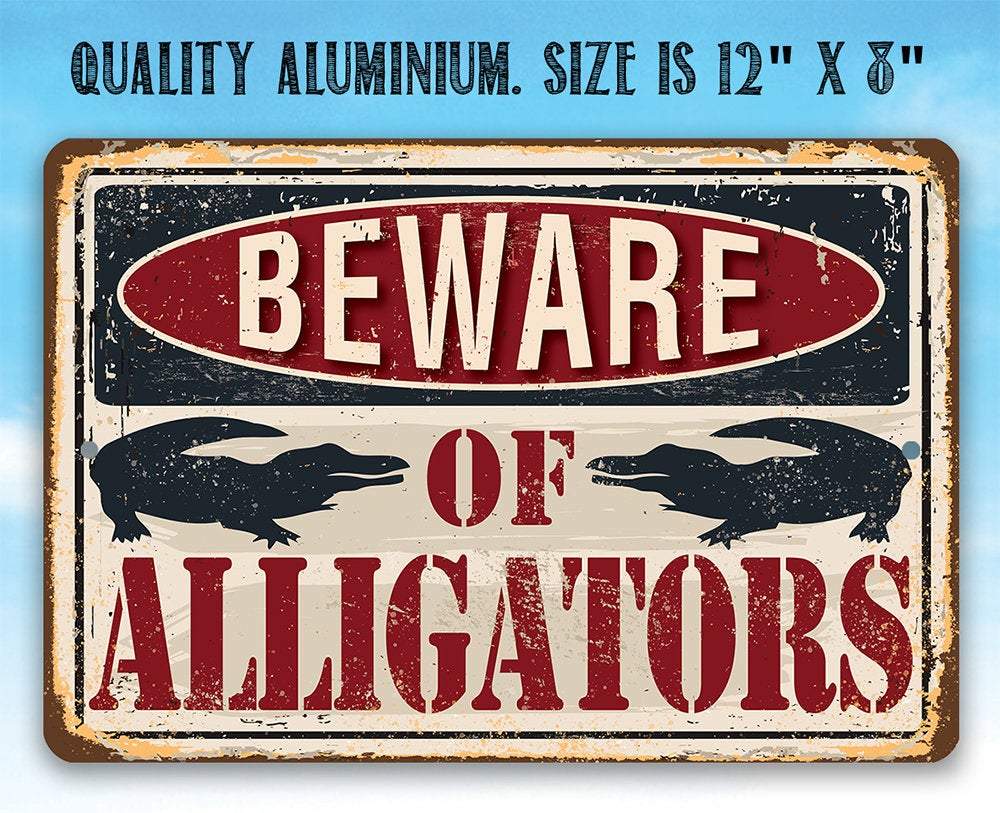 Lone Star Art Metal Signs - Wholesale Sign - Beware of Alligators - Metal Sign6