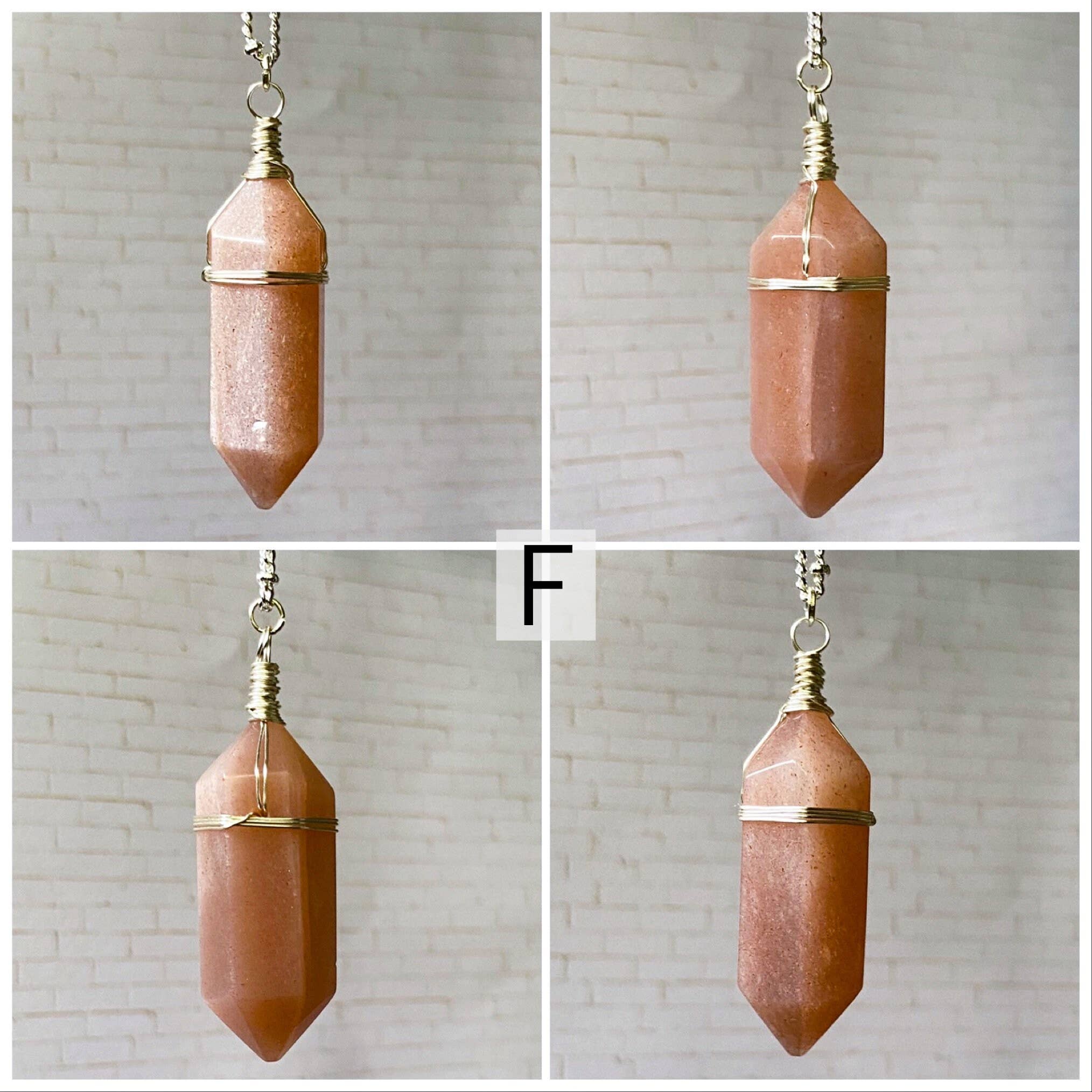 Moonchild Society - Wholesale Pendant/Charm Necklace - Peach Moonstone Silver Crystal Point Necklace, Wire Wrapped Jewelry, Raw Crystal,  Boho Witchy Pick Your Crystal8
