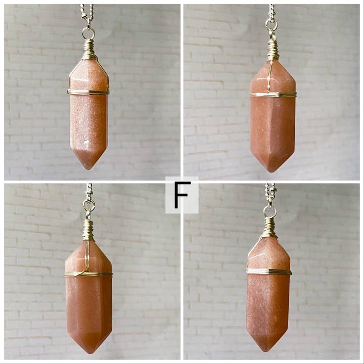 Moonchild Society - Wholesale Pendant/Charm Necklace - Peach Moonstone Silver Crystal Point Necklace, Wire Wrapped Jewelry, Raw Crystal, Boho Witchy Pick Your Crystal8