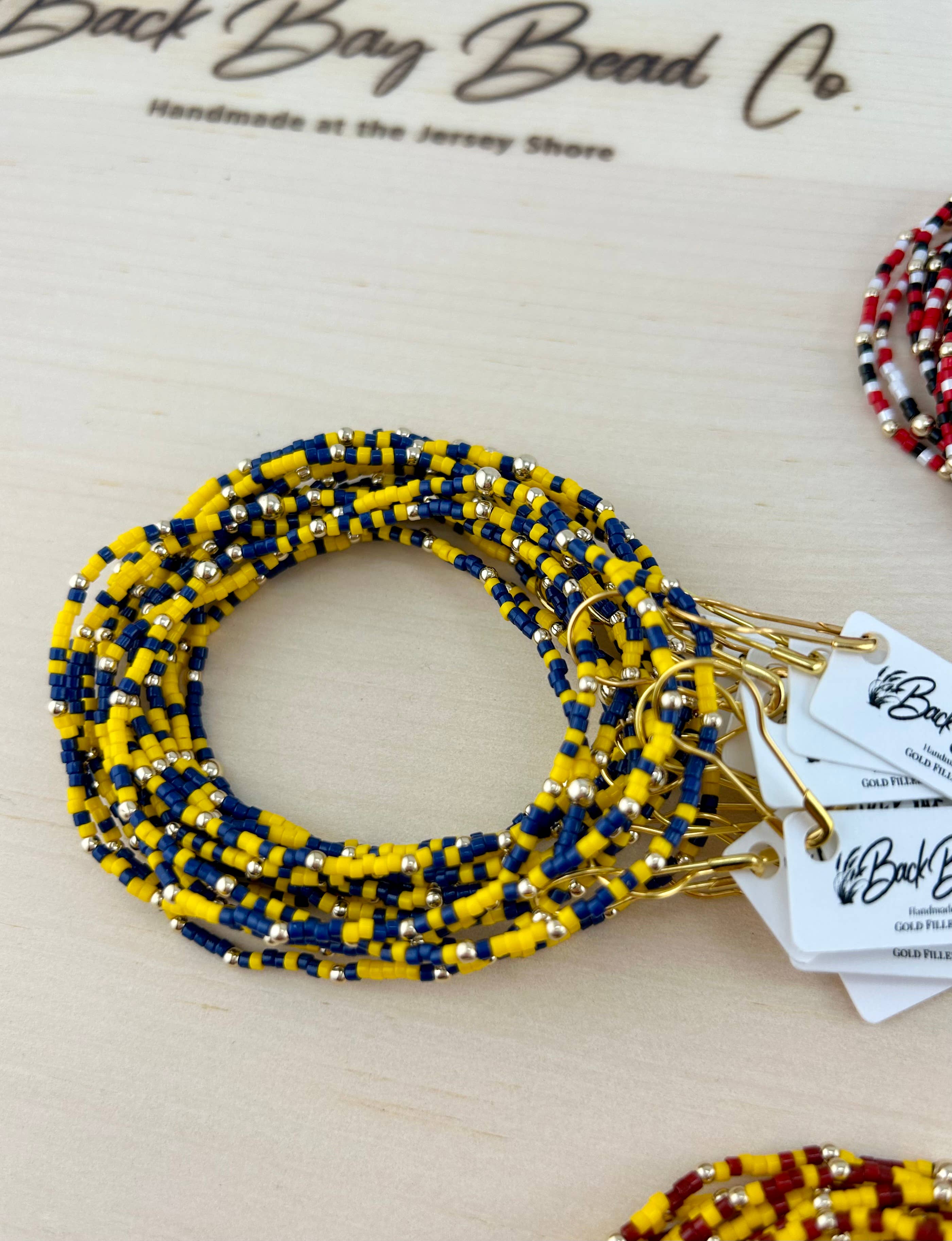 Back Bay Bead Company - Wholesale Beaded Bracelet - Game Day Bracelets Seed Bead Gold Filled Stretch Bracelets 15