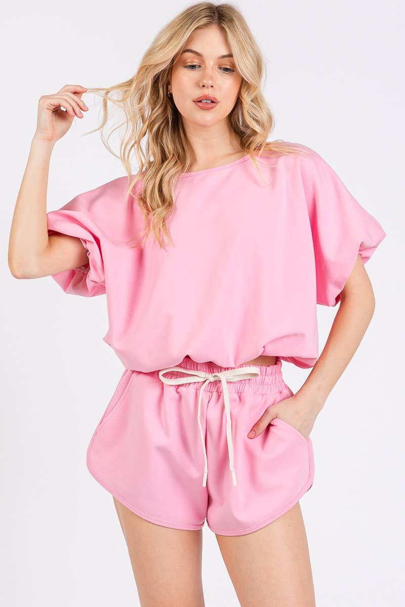 BLACK BUBBLE HEM SCUBA TOP AND BOTTOM SET for wholesale on Faire5