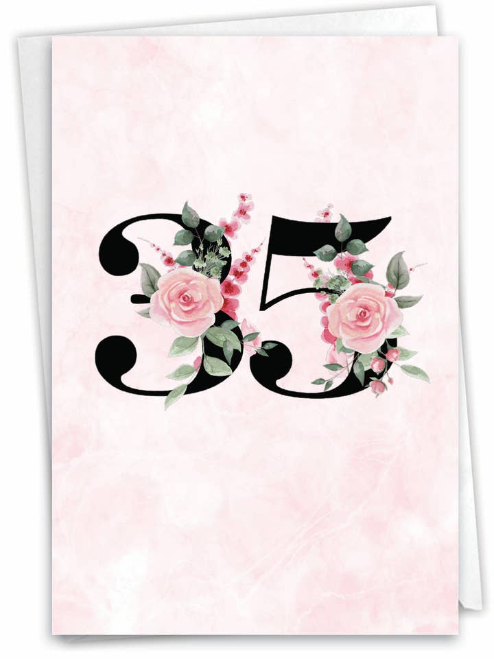 Tarjeta de cumpleaños (tarjeta individual), diseño floral, 35 años para venta al por mayor de NobleWorks