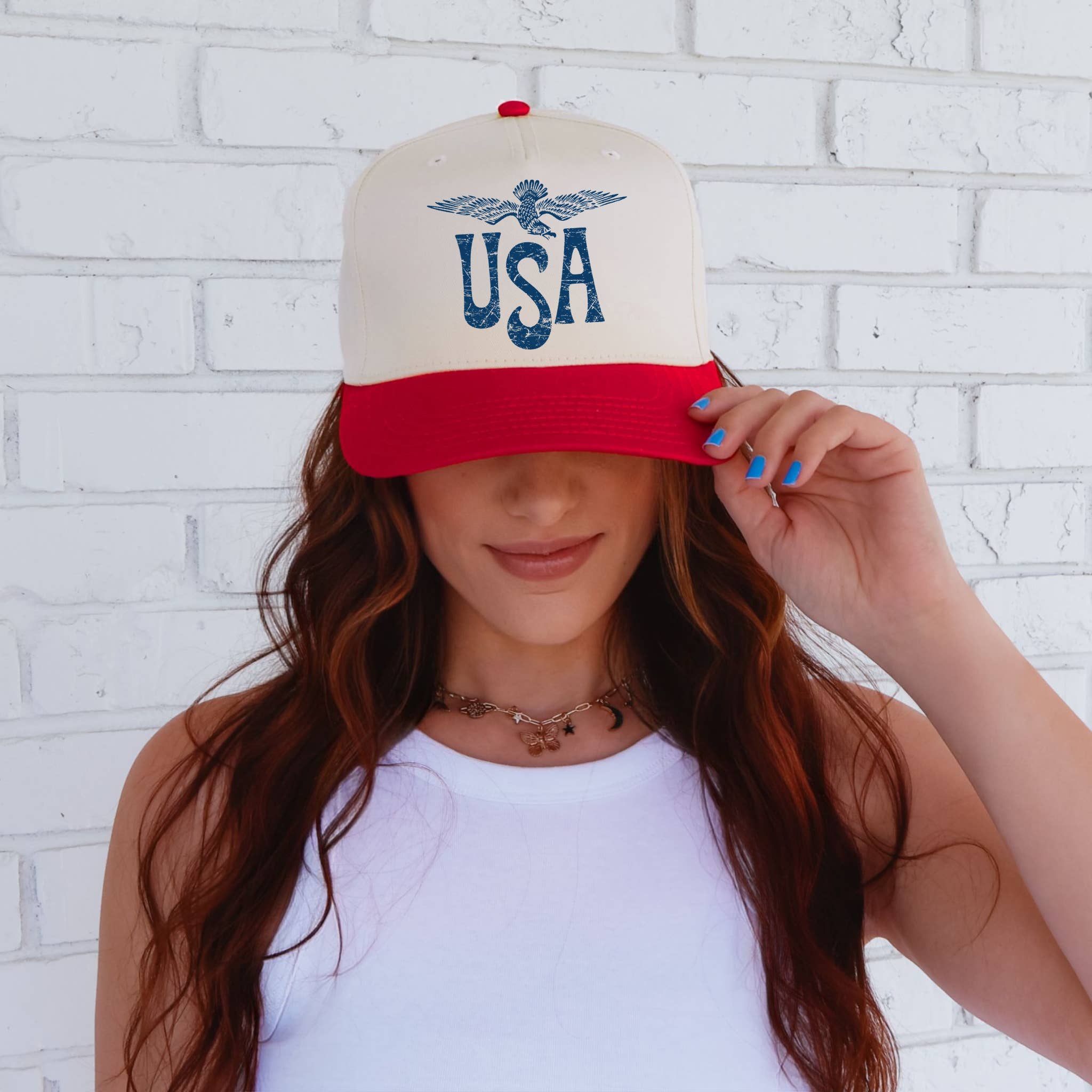 Hey Jude Graphic Tees - Wholesale Trucker Hat - Women's - USA Eagle Trucker Hat