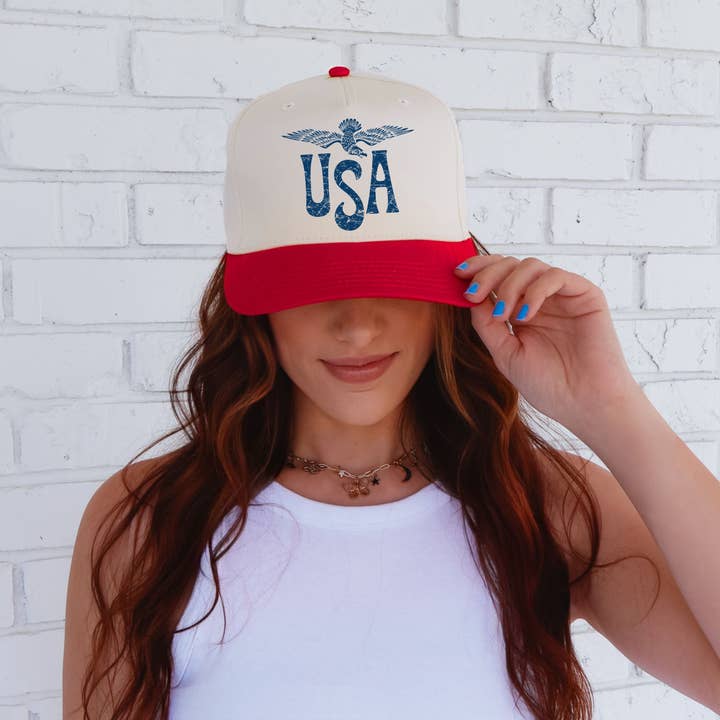 Hey Jude Graphic Tees - Wholesale Trucker Hat - Women's - USA Eagle Trucker Hat0