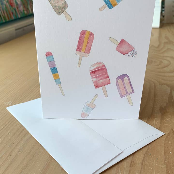 Grußkarte „Summer Popsicles“ für den Großhandel von Elle Bee Art Studio