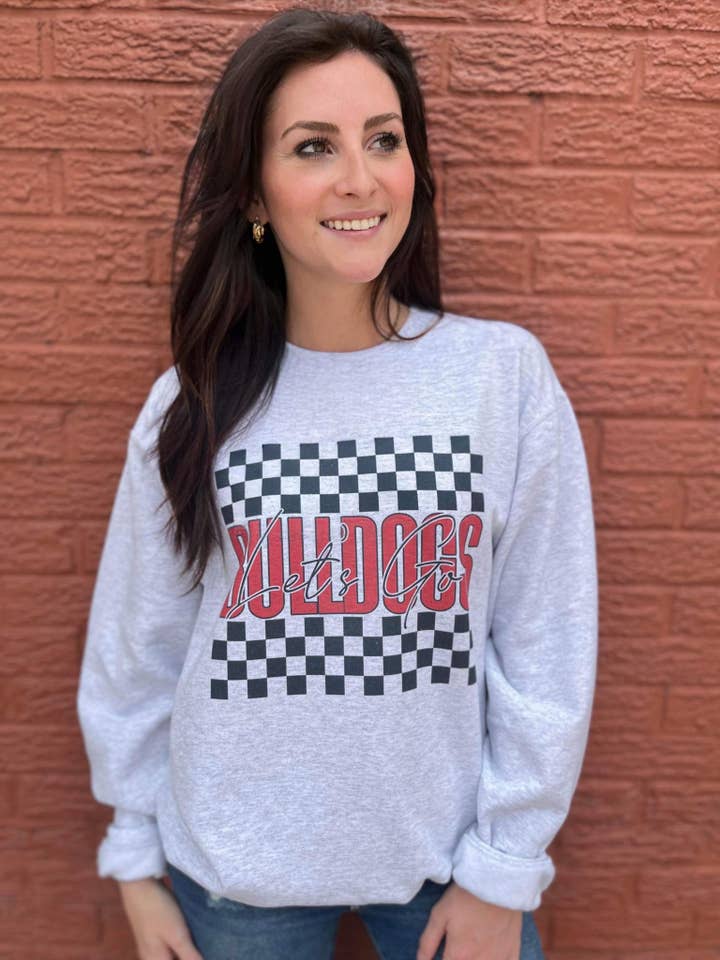 Adelle Linen - Wholesale Graphic Sweatshirt - Women's - Checkered Mascot Sweatshirt2