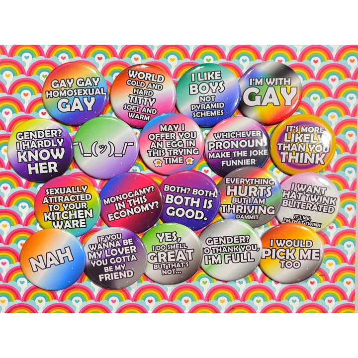 Badges à épingle humoristiques LGBTQ+ Pride 2,25" pour la vente par Nicole Alt Delete