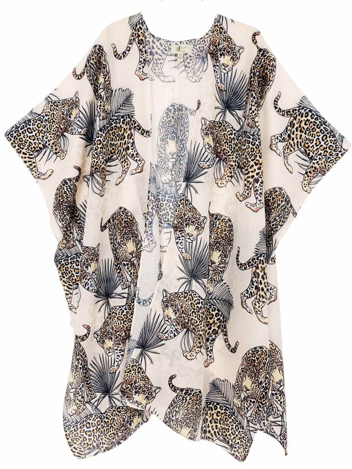 JC062790 Beige-Bruin Luipaard Wandeling Kimono voor wholesale door JC Sunny Fashion