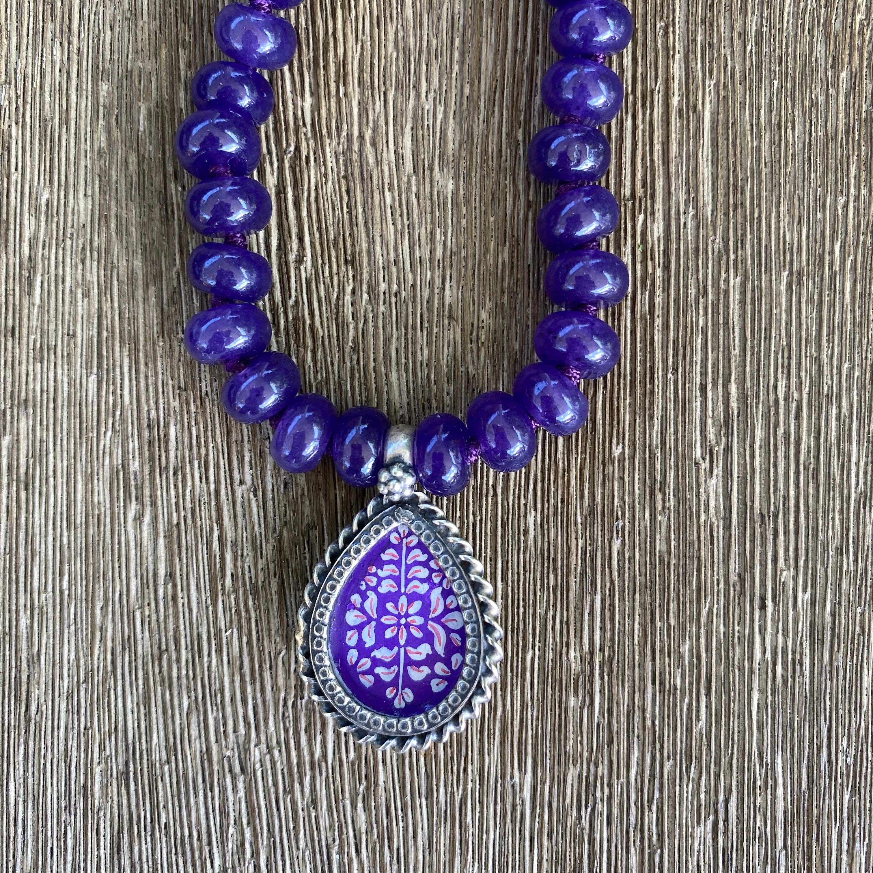 Jen Stock Mindful Designs - Wholesale Pendant/Charm Necklace - Block Print Beaded Necklaces18