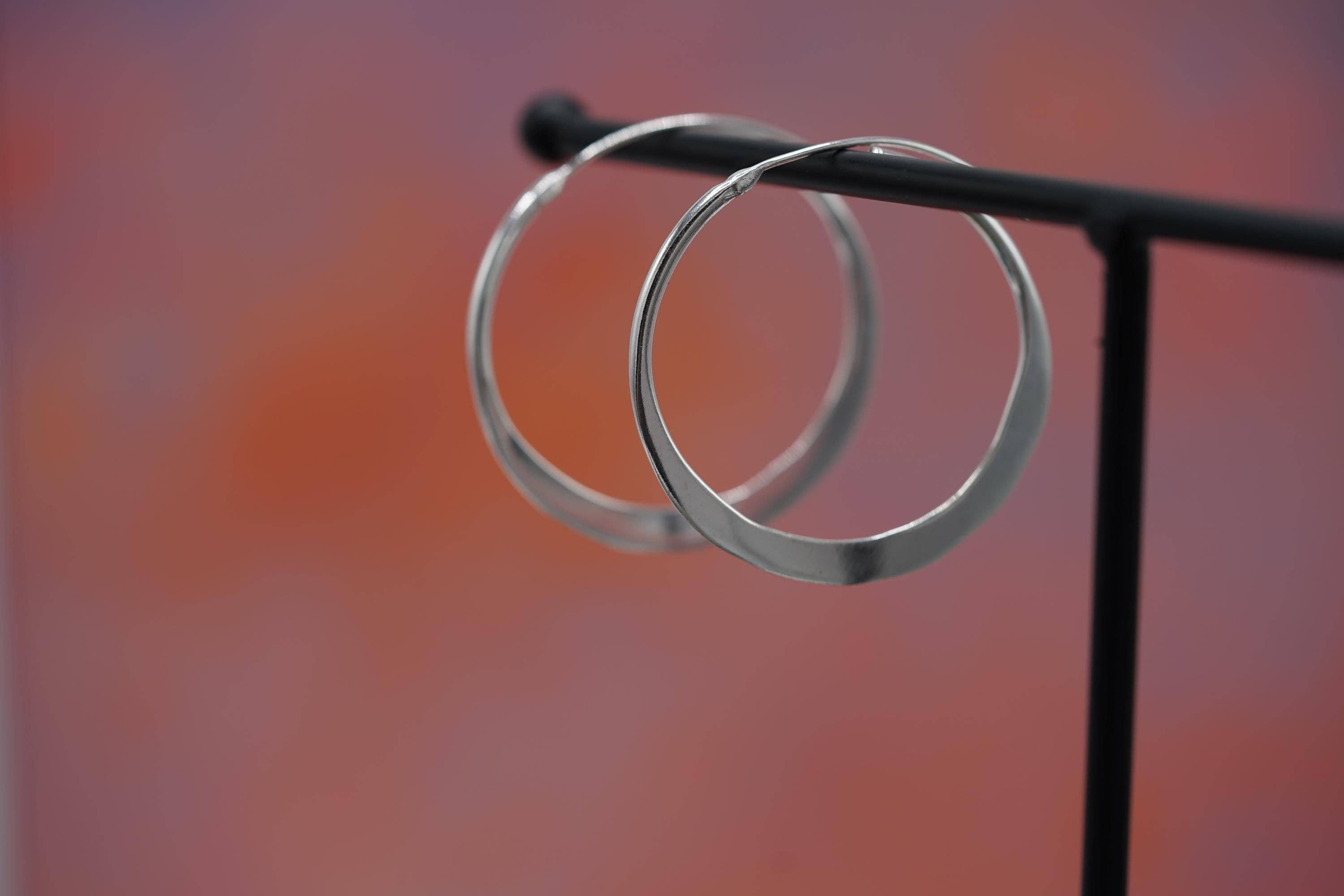 Kaali Boutique – wholesale Hoop earrings – Hammered Flat Silver Hoop Earrings, Bohemian Hoops, Ethnic Jewellery, Everyday Silver Earrings1