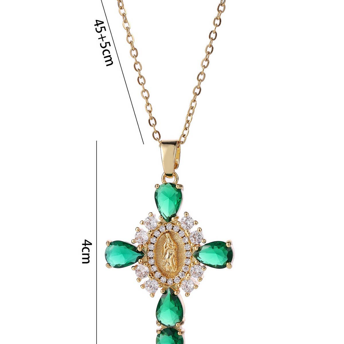 ACCITY - Wholesale Pendant/Charm Necklace - Zirconia Pendant Virgin Mary Cross Necklace_CWMM586711