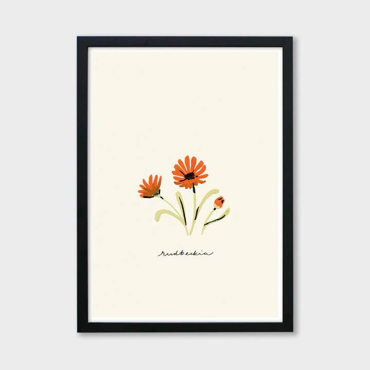 Orange Daisy Flower Botanical Print - Rudbeckia, Unframed for wholesale by Annie Dornan Smith
