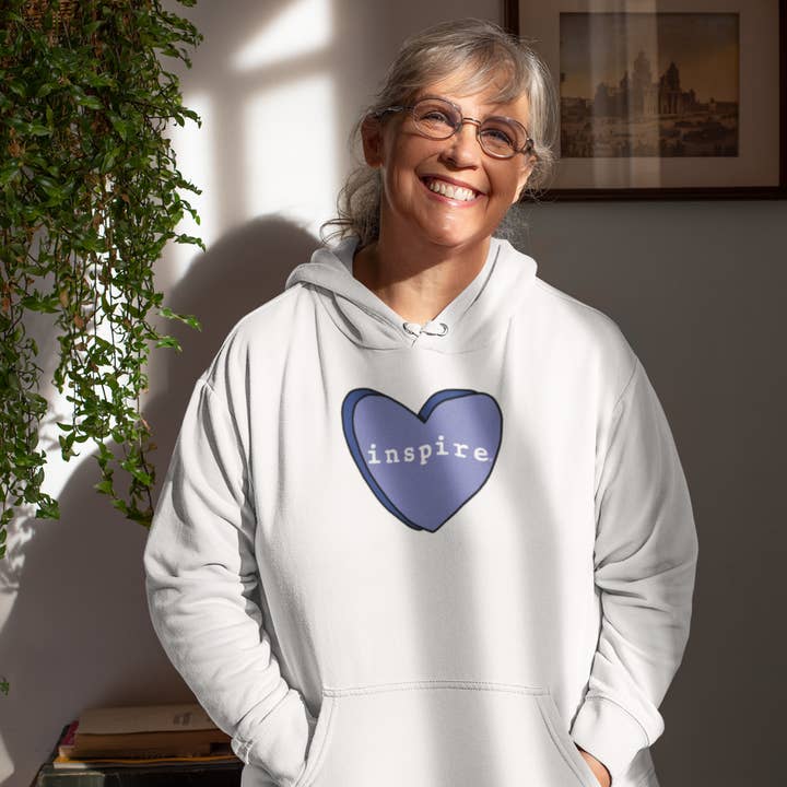 Inspire Blue Candy Heart Unisex Hoodie for wholesale by inspire