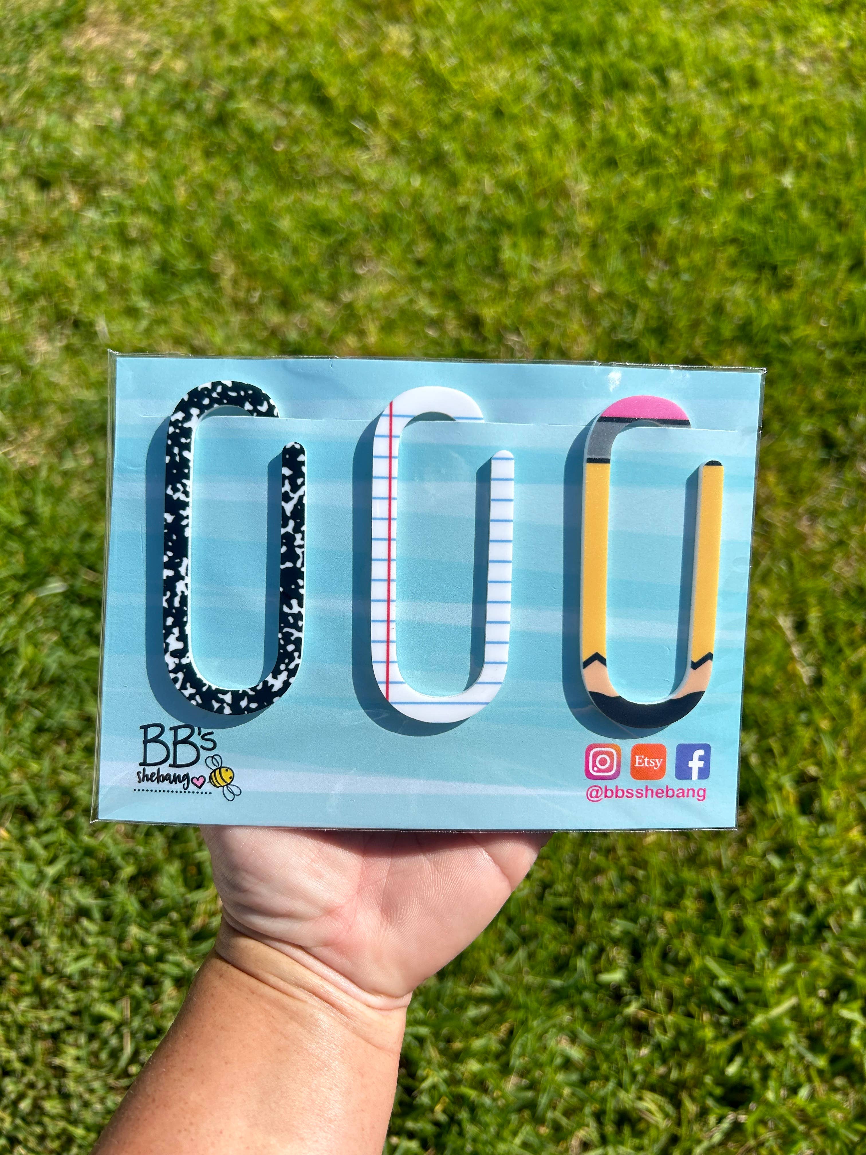 BB’s Shebang- Custom Gifts - Wholesale Bookmark - Teacher Paperclip Bookmark set, bookmark gift for teacher, 6