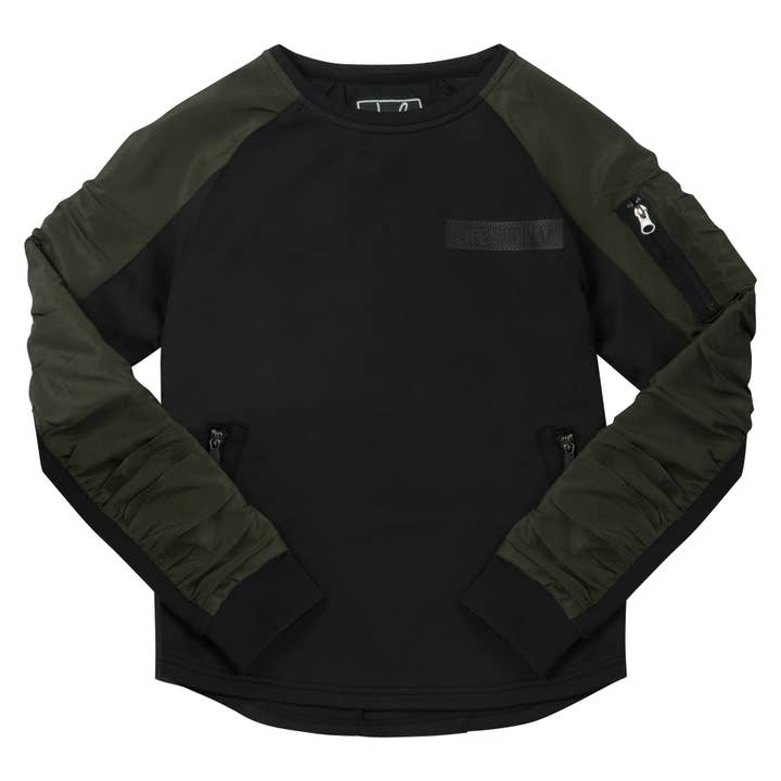 LIFE SUPPLY SLOUGH SWEATSHIRT BLACK/KHAKHI for wholesale by Life supply Co Ltd