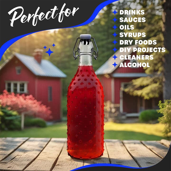 Nevlers - Wholesale Milk/juice bottle - Nevlers 17 oz Dotted Swing Top Bottles (Pack of 12) | Includes Funnel, Brush, Tags and Shrink Wrap7