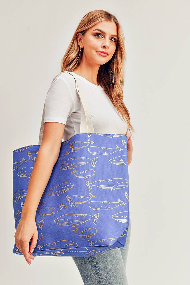 Hana - Vente Tote bag – femme - Sac fourre-tout Gold Foil Whale8