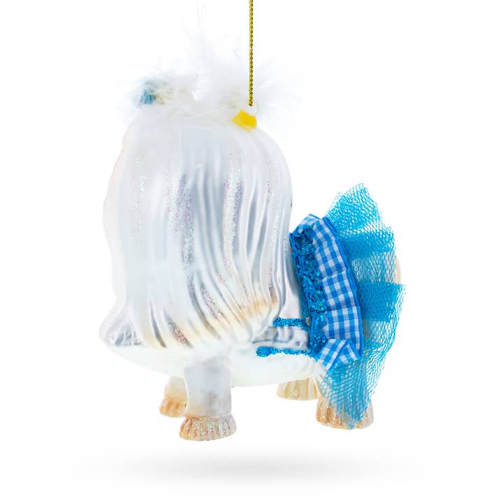 BestPysanky - Wholesale Ornament - Charming Yorkshire Terrier in Blue Outfit Glass Ornament