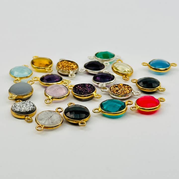 Jewelers Paradise – Engroshandel Vedhæng/charm – Ædelsten Rund Bezel Crystal Charm-stik - 10mm - 7