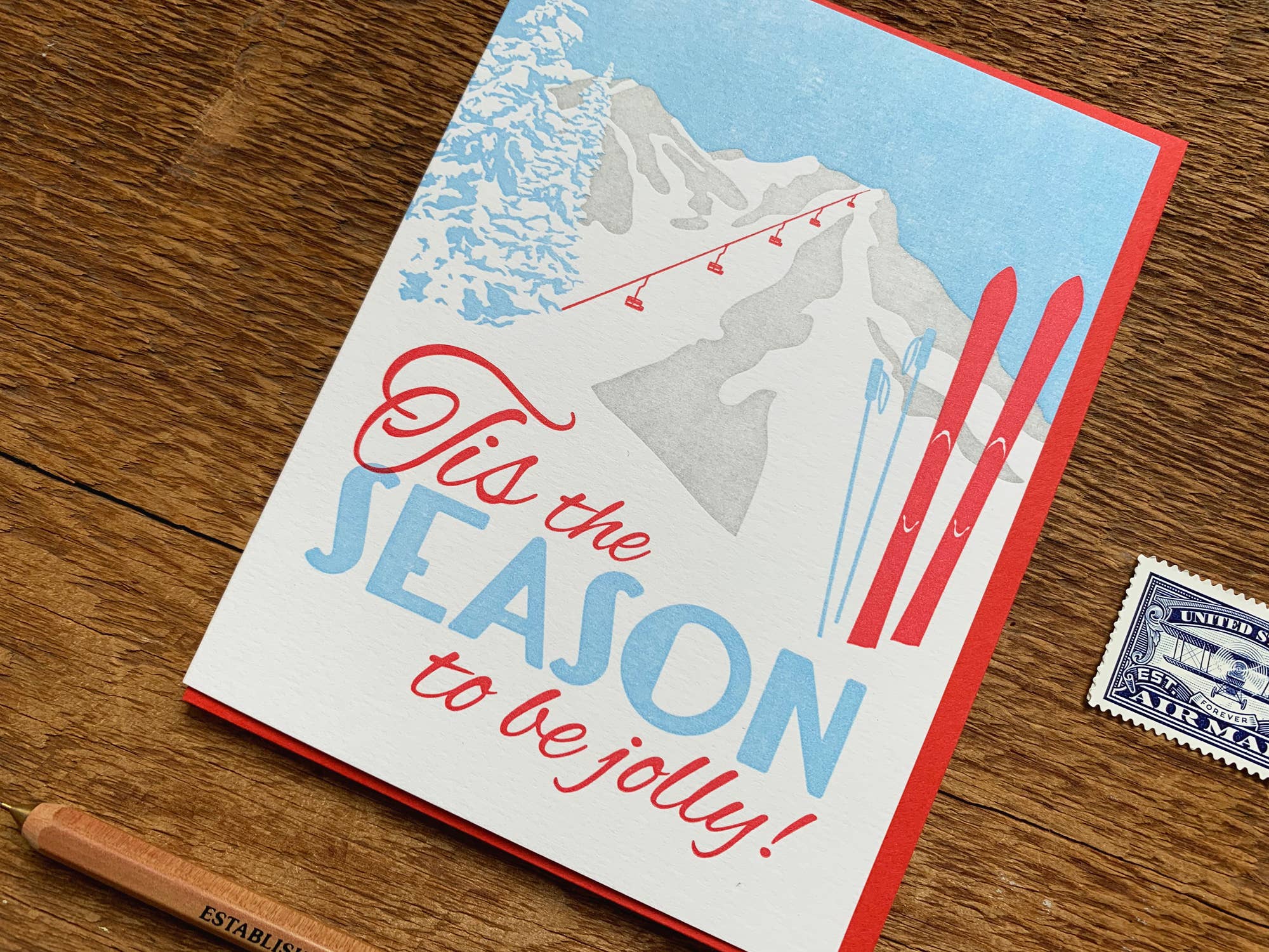 Noteworthy Paper & Press - Wholesale Season's Greetings Card - Tis Skis Card6