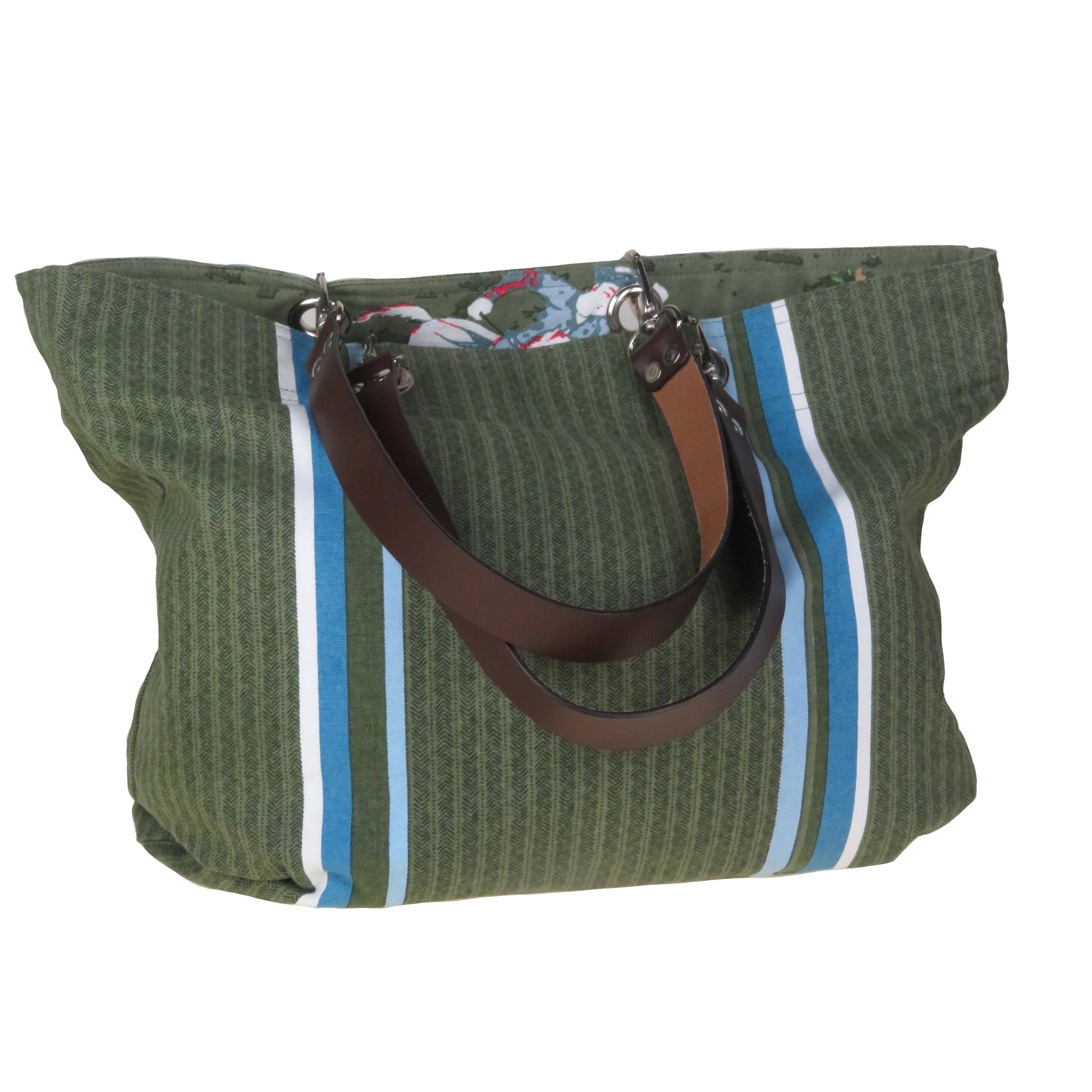 Epigram - Venta al por mayor Bolsa de asa- Mujer - Bolso Polo reversible verde caqui con jugadores de polo persas2