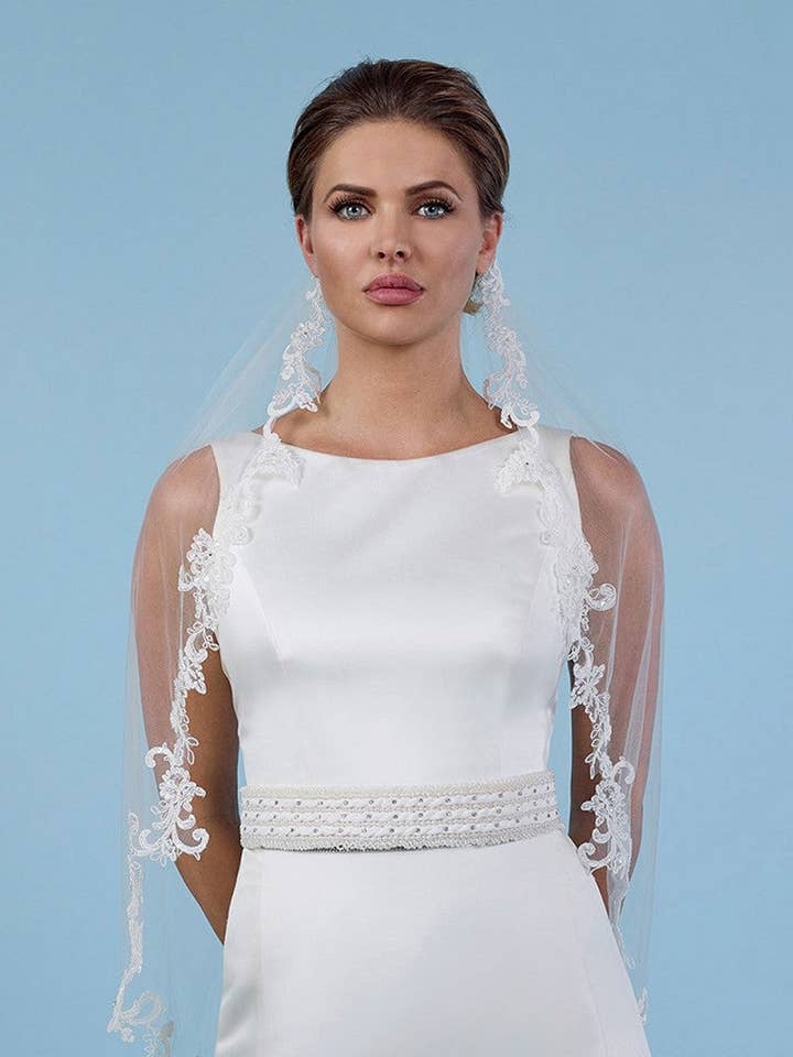 Lace and Beaded Veil - Effortless Elegance for wholesale by Bridal DIrect