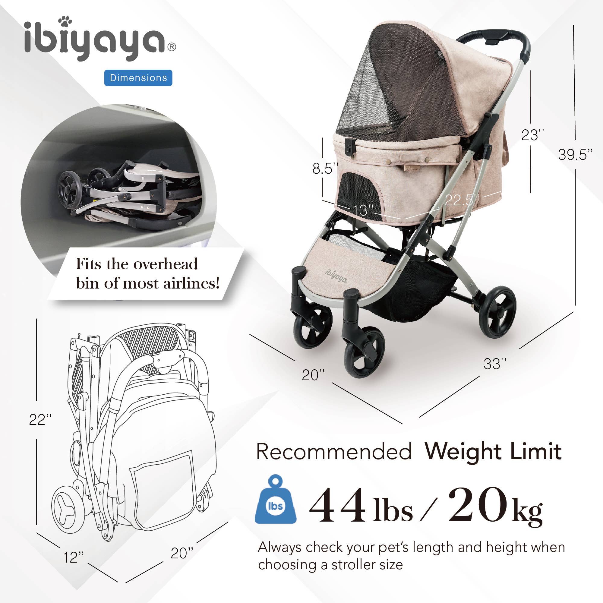 Ibiyaya - Wholesale Pet Carrier - Cat/Dog - Evolution Speedy Fold Pet Buggy Foldable Cat Rabbit Dog Pram5