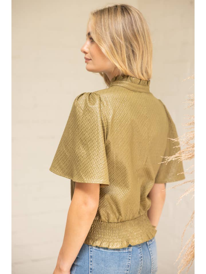 VOY - Wholesale Blouse - Women's - 35926 Smocked Hem and Solid Textured Top17