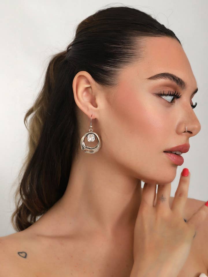 Boucles d'oreilles en argent ancien-8693400882967 pour la vente par AVENS