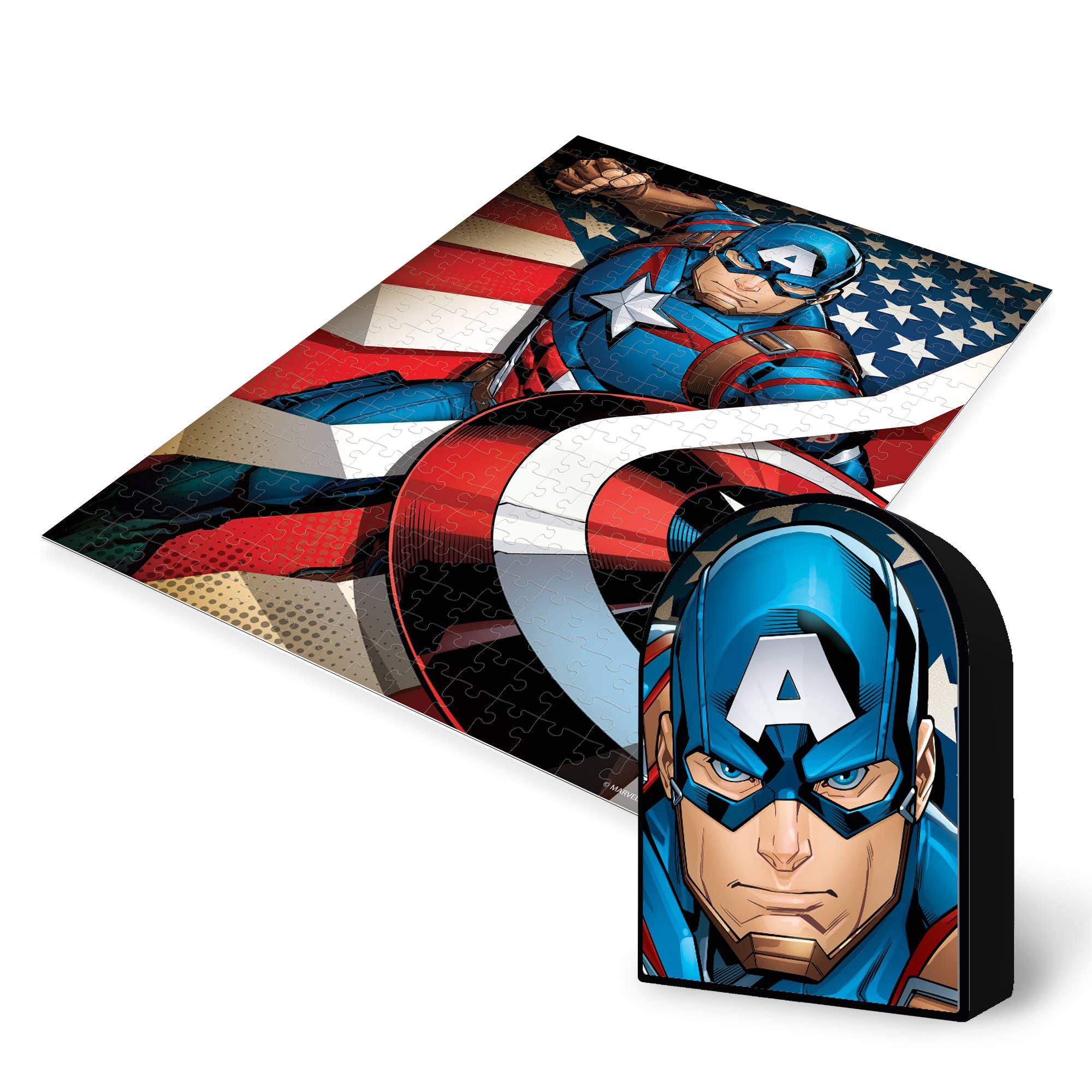 Primemotion, Inc - Wholesale Puzzle - Adult - Marvel Captain America Shaped Tin 300pc 12x18"2
