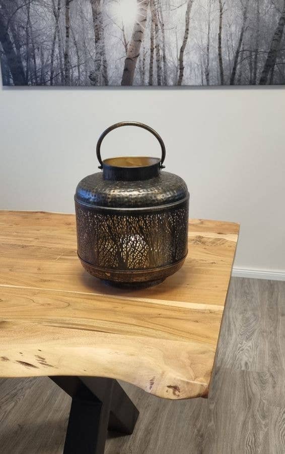 Ambiente Haus - Vente Lanternes - Lanterne avec motif forêt et poignée – hauteur 42 cm2