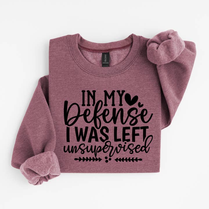 In My Defense Funny Sweatshirt for wholesale by Simply Spoken Apparel