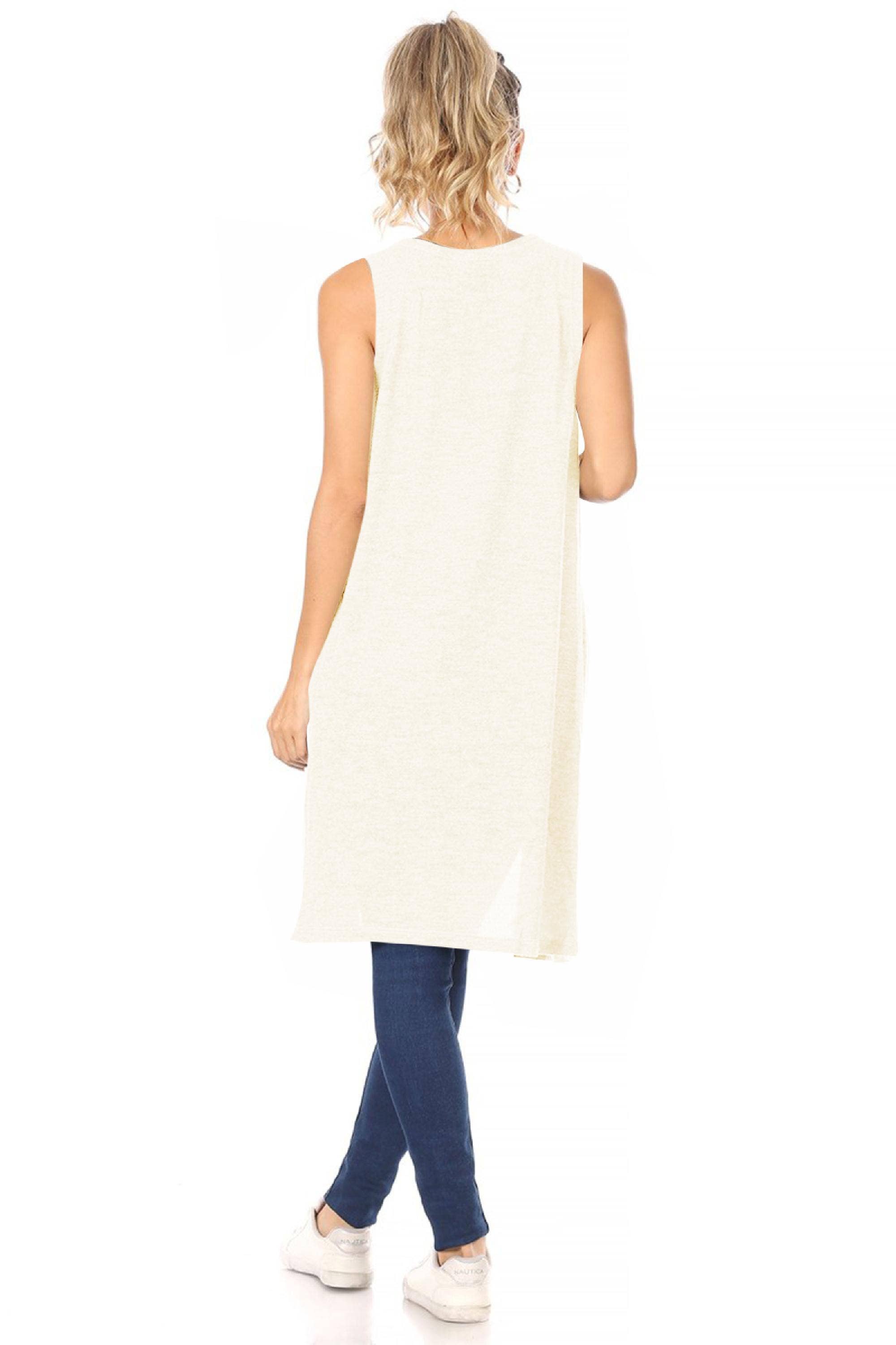 MOA COLLECTION - Wholesale Outerwear Vest - Women's - Women's Casual Solid Knit Long Vest with Pockets31