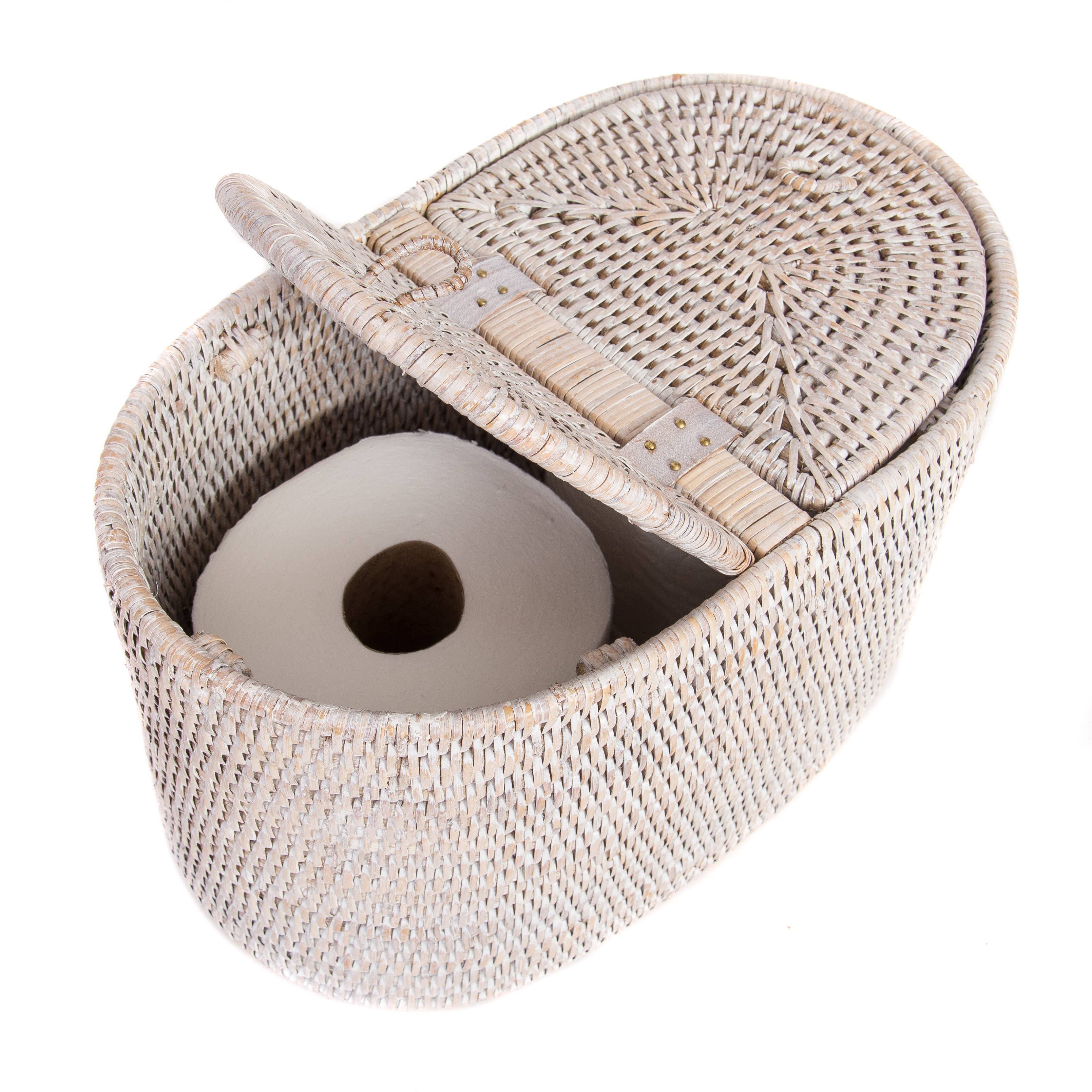 Artifacts Trading Company - Wholesale Toilet Paper Holder - Oval Rattan Double Tissue Roll Box1