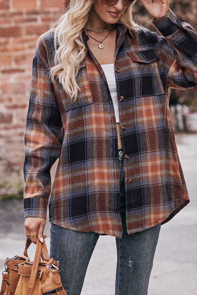 Comely Fashion - Wholesale Button Down Shirt - Women's - Women Plaid Blouse Buttoned Fall Sesaon Shirt CF-MD07414
