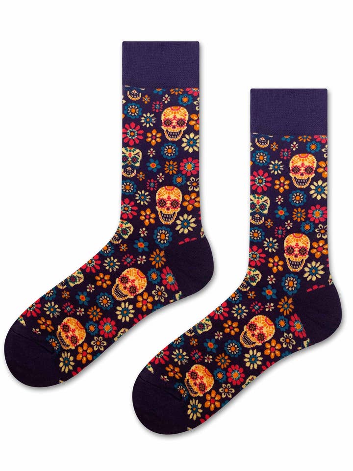 Calzini con teschi e fiori 🌸💀 per la vendita all'ingrosso da parte di Marc JoJo