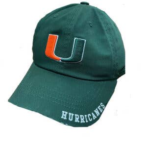 Miami Hurricanes Green Cap for wholesale by Turnovers Inc