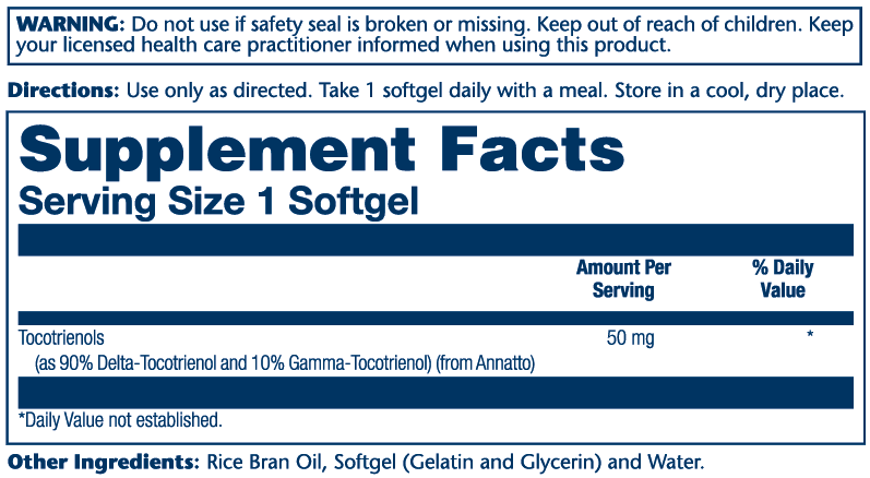 Solaray - Wholesale Oral Supplement/Vitamin - Vit E Tocotrienols, Annatto 50mg1