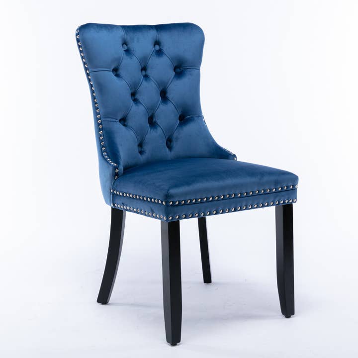 Modern Home Touch – wholesale Chair – Set of 2 Blue Luxury Velvet Kitchen Dining Chairs3